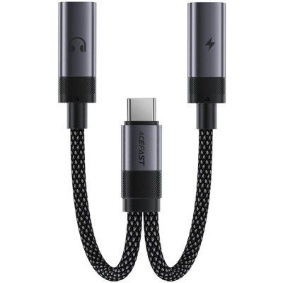 Αντάπτορας Acefast J14 2-in-1 Splitter Ήχου & Φόρτισης Type-C (Male) σε 2 x Type-C (Female) 60W - Black (6974316285823)