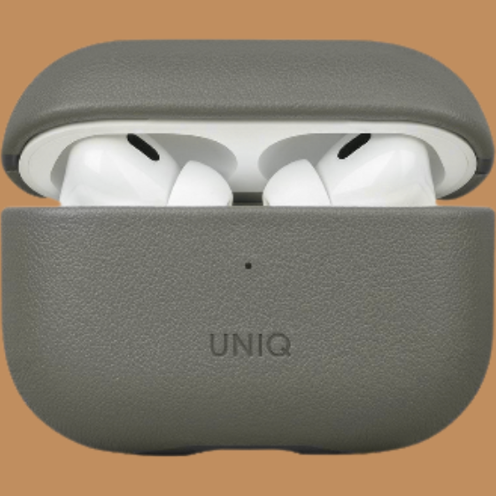 Θήκη AirPods Pro 2nd Gen Uniq Lyden Duo Series Premium Σκληρή από Vegan Δέρμα με Λουράκι Χειρός - Rhino Grey / Black (UNIQ-AIRPODSPRO2-LDSRGRYBLK)
