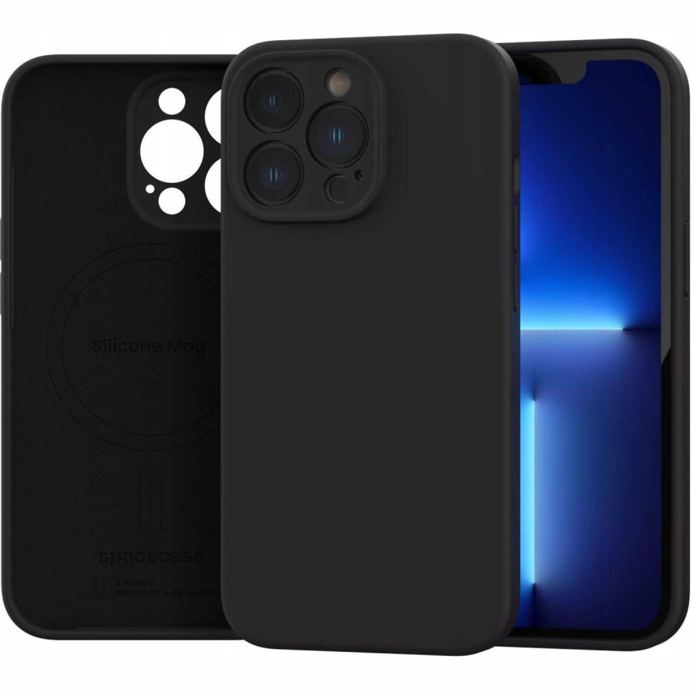 Θήκη iPhone 13 Pro Spacecase Silicone Mag Case Σιλικόνης με MagSafe - Black (5905719138707)