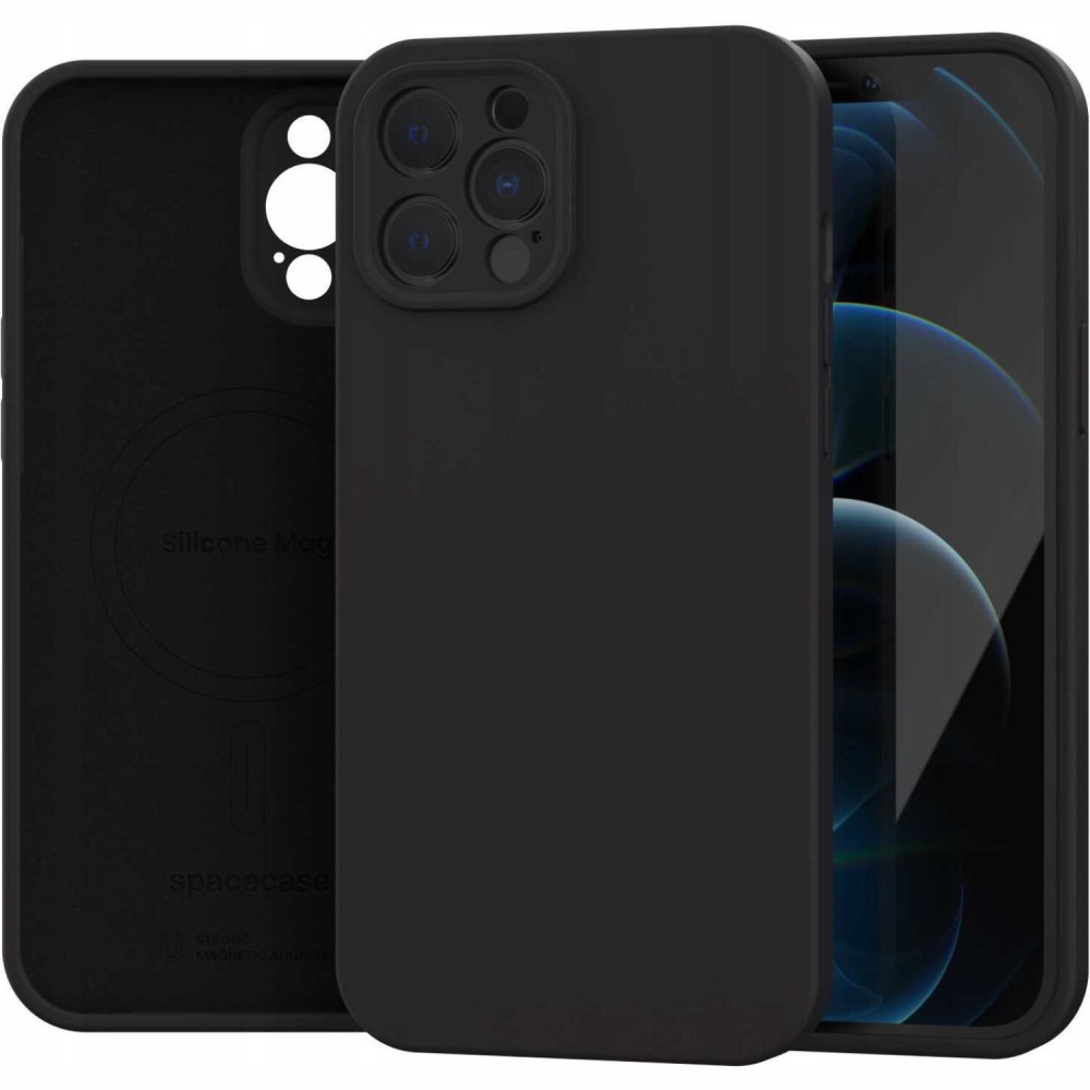 Θήκη iPhone 12 Pro Max Spacecase Silicone Mag Case Σιλικόνης με MagSafe - Black (5905719138684)