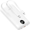 PowerBank Veger C11 με Ενσωματωμένα Καλώδια 1 x Type-C / 1 x Lightning και Θύρα 1 x USB-A 10.000mAh 22.5W - White (6970453559872)
