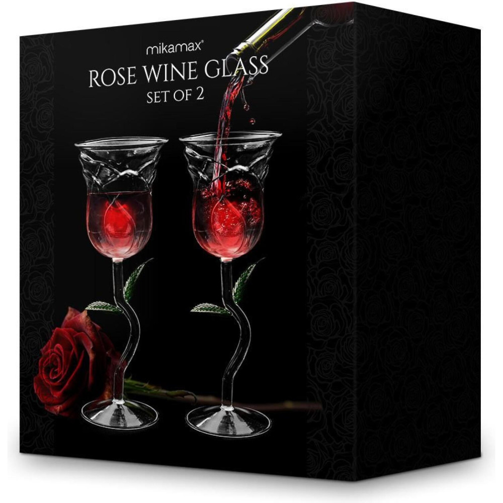 Σετ Ποτήρια Κρασιού MikaMax Rose Wine Glass Set Γυάλινα σε Σχήμα Τριαντάφυλλο 2 Τεμάχια 200ml (8719481358792)