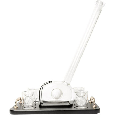Γυάλινο Σετ Ποτού The Source Connoisseur Creations Golf Decanter Set σε Σχήμα Γκολφ με 1 x Καράφα Σερβιρίσματος με Πώμα / Ξύλινη Βάση & 4 x Ποτήρια (5056327921714)