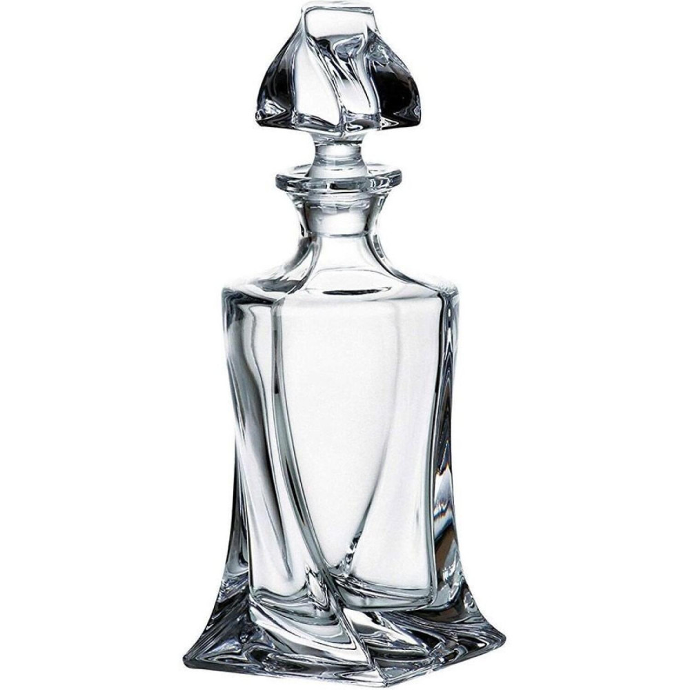 Γυάλινο Σετ Ποτού MikaMax Twisted Decanter Set με 1 x Καράφα Σερβιρίσματος με Πώμα & Ξύλινο Κουτί / 2 x Ποτήρια / 1 x Λαβίδα / 1 x Χωνί / 9 x Πέτρες Ουίσκι (8719481358310)