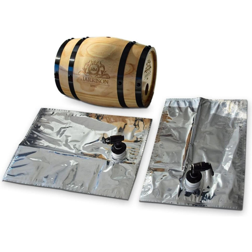 Βαρέλι για Ποτά MikaMax Harrison 1892 Wooden Barrel Dispenser Διανεμητής από Ξύλο Πεύκου με Βάση / Ασκούς & Βρυσάκι 3L (8719481358327)