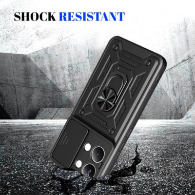 Θήκη Xiaomi Poco X8 Pro Max Bodycell Armor Slide Ανθεκτική με Κάλυμμα για την Κάμερα & Μεταλλικό Ring Holder - Black (5206015086717)