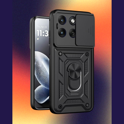 Θήκη Motorola Edge 70 Fusion Bodycell Armor Slide Ανθεκτική με Κάλυμμα για την Κάμερα & Μεταλλικό Ring Holder - Black (5206015086625)