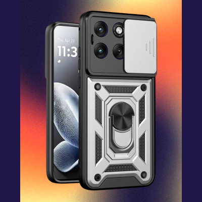 Θήκη Motorola Edge 70 Fusion Bodycell Armor Slide Ανθεκτική με Κάλυμμα για την Κάμερα & Μεταλλικό Ring Holder - Silver (5206015086649)