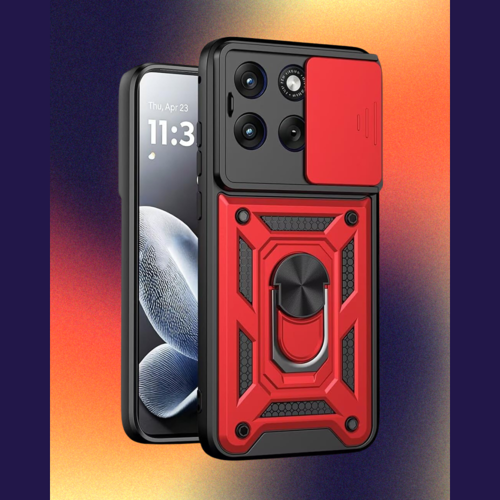 Θήκη Motorola Edge 70 Fusion Bodycell Armor Slide Ανθεκτική με Κάλυμμα για την Κάμερα & Μεταλλικό Ring Holder - Red (5206015086632)