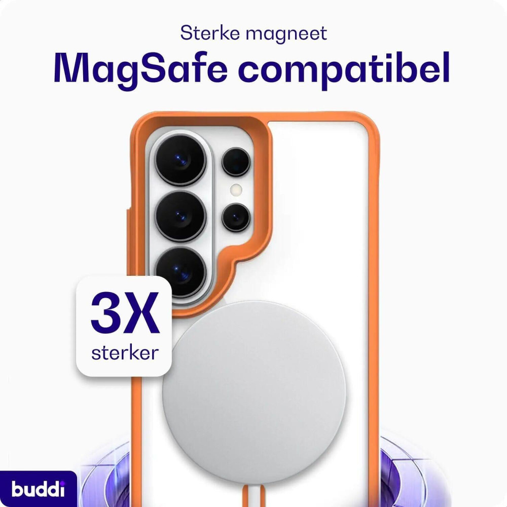 Θήκη Samsung Galaxy S26 Ultra Buddi Hybrid Σκληρή Διάφανη με MagSafe - Transparent / Orange (8719246558054)