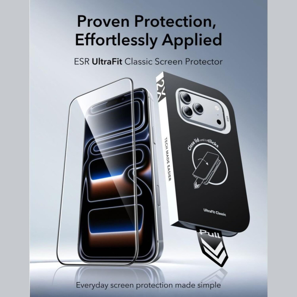 Tempered Glass iPhone 18 Pro Max / 17 Pro Max ESR UltraFit Classic Full Face Αντιχαρακτικό Γυαλί Προστασίας Οθόνης 2 Τεμάχια - Black (4894240306789)