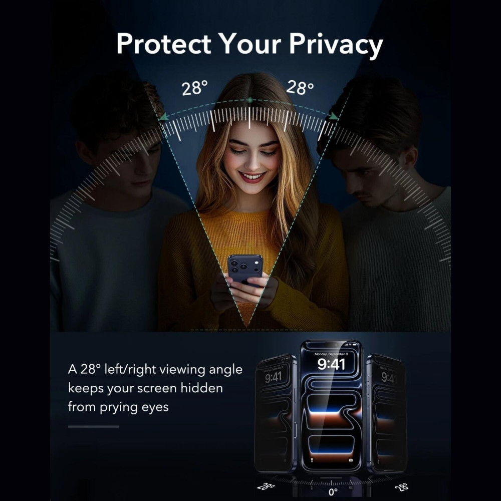 Tempered Glass iPhone 18 Pro Max ESR UltraFit Armorite Privacy Full Face Αντιχαρακτικό Γυαλί Προστασίας Απορρήτου Οθόνης 2 Τεμάχια - Privacy (4894240305881)
