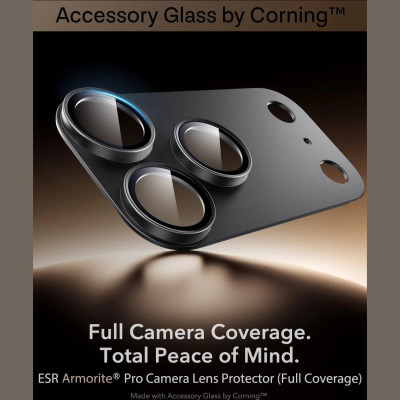 Tempered Glass iPhone 18 Pro Max ESR Armorite Pro Camera Lens Protector Αντιχαρακτικό Γυαλί Προστασίας για Φακό Κάμερας με Μεταλλικό Πλαίσιο - Black (4894240306437)