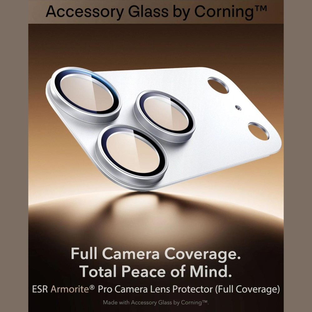 Tempered Glass iPhone 18 Pro Max ESR Armorite Pro Camera Lens Protector Αντιχαρακτικό Γυαλί Προστασίας για Φακό Κάμερας με Μεταλλικό Πλαίσιο - Silver (4894240306390)