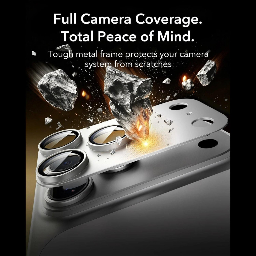 Tempered Glass iPhone 18 Pro Max ESR Armorite Pro Camera Lens Protector Αντιχαρακτικό Γυαλί Προστασίας για Φακό Κάμερας με Μεταλλικό Πλαίσιο - Silver (4894240306390)