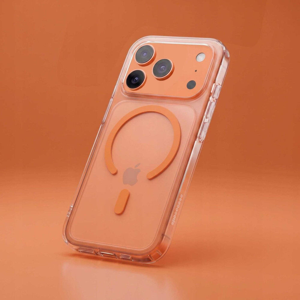 Θήκη iPhone 18 Pro Max / 17 Pro Max Spacecase Clear MagSafe Σκληρή Διάφανη με MagSafe - Orange (5905719144203)