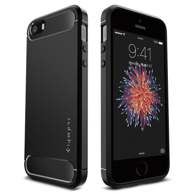 Spigen Θήκη Rugged Armor iPhone 5/5S/SE Tough - Black (041CS20167)