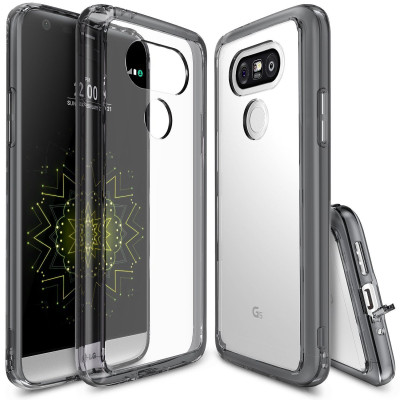 Ringke (Fusion) Διάφανη Θήκη LG G5 με TPU Bumper Smoke Black + Screen Protector(7708)