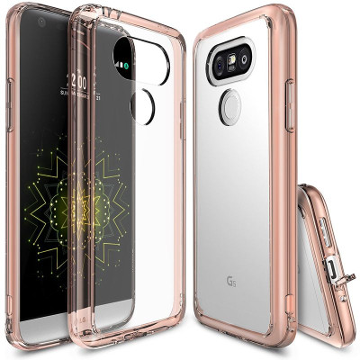 Ringke (Fusion) Διάφανη Θήκη LG G5 με TPU Bumper Rose Gold + Screen Protector (7709)