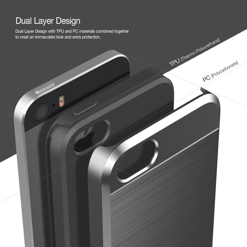Obliq Θήκη Slim Meta iPhone SE/5S/5 - Titanium Silver (OBIPSESLM01)