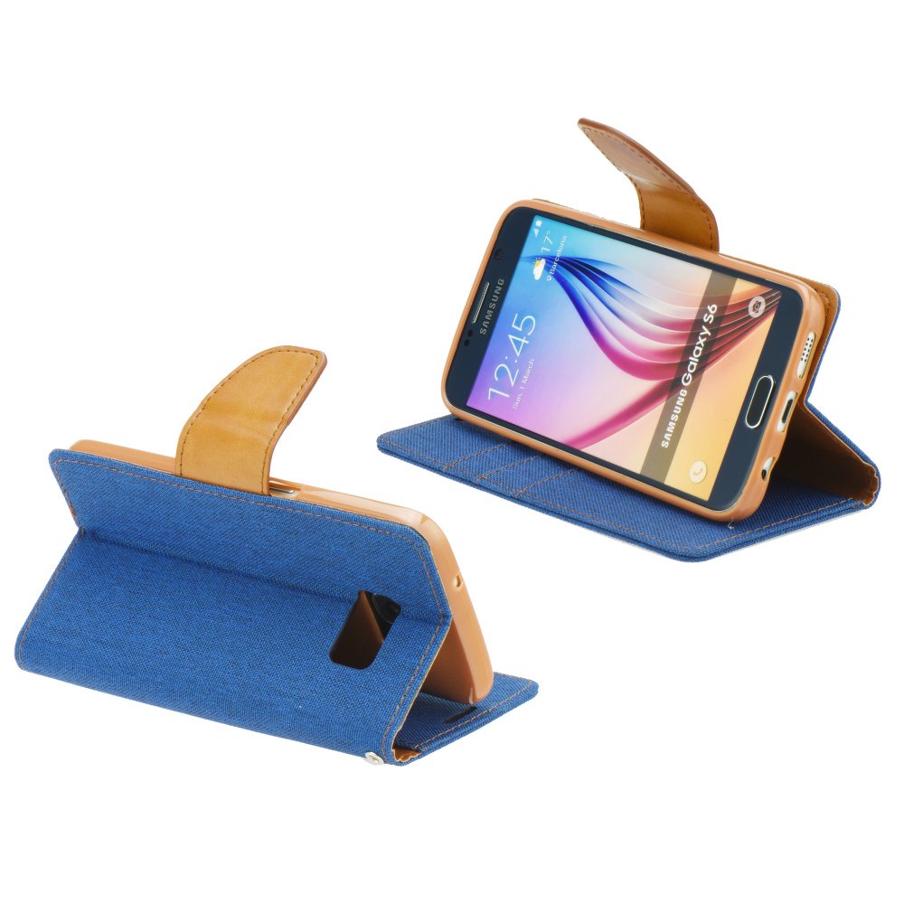 Θήκη Canvas Book Lenovo Vibe S1 - Μπλέ/Καφέ (9078) - OEM