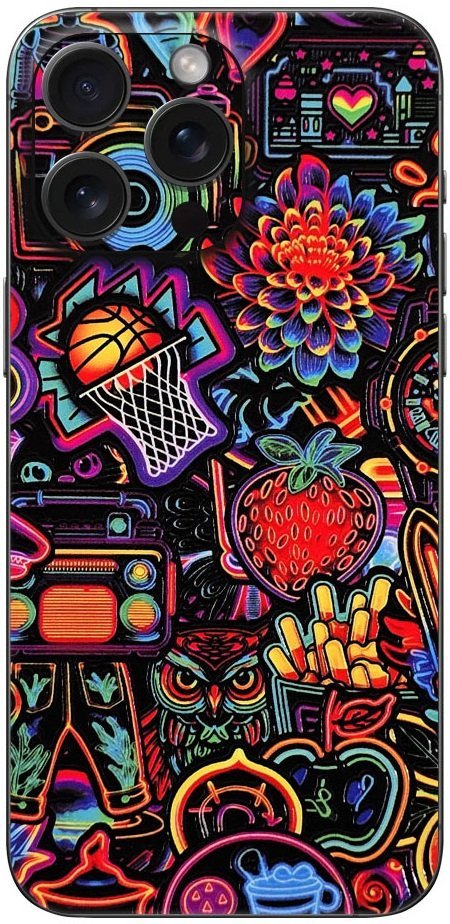 aftokolito skin prostasias platis iphone 16 pro gams premium vinyl skin back plate 3d neon