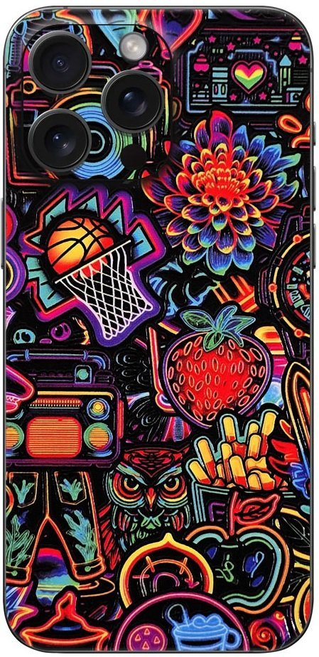 aftokolito skin prostasias platis iphone 16 pro max gams premium vinyl skin back plate 3d neon