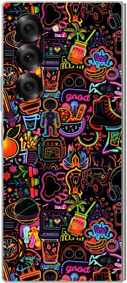 aftokolito skin prostasias platis samsung galaxy z fold6 gams premium vinyl skin back plate 3d neon