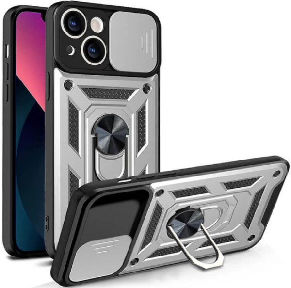 bodycell armor slide anthektiki thiki apple iphone 13 me kalimma gia tin kamera kai metalliko ring holder silver