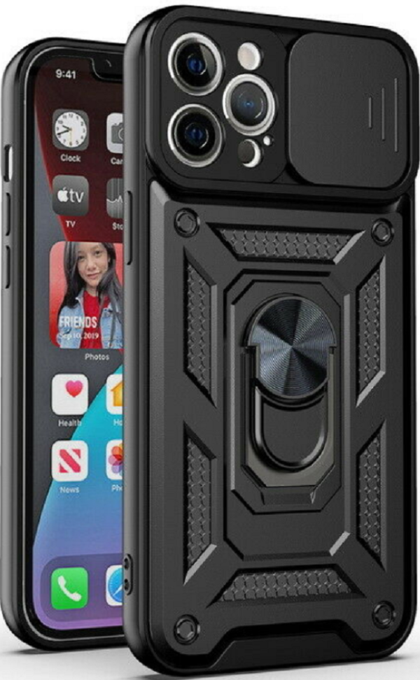 bodycell armor slide anthektiki thiki apple iphone 13 pro max me kalima gia tin kamera kai metalliko ring holder black