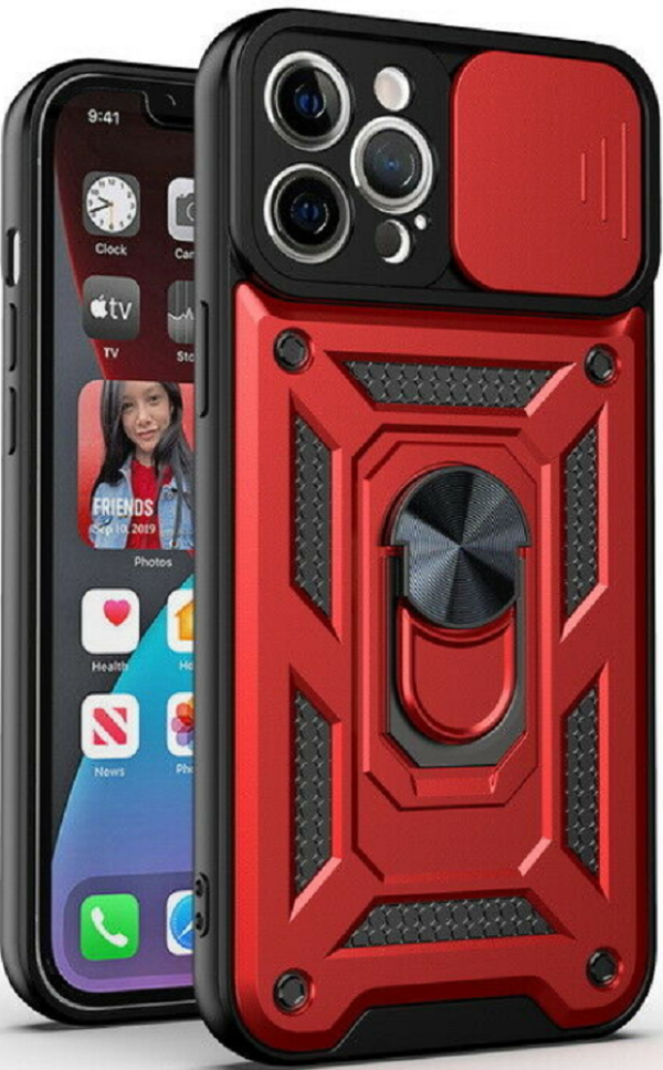 bodycell armor slide anthektiki thiki apple iphone 13 pro me kalima gia tin kamera kai metalliko ring holder red
