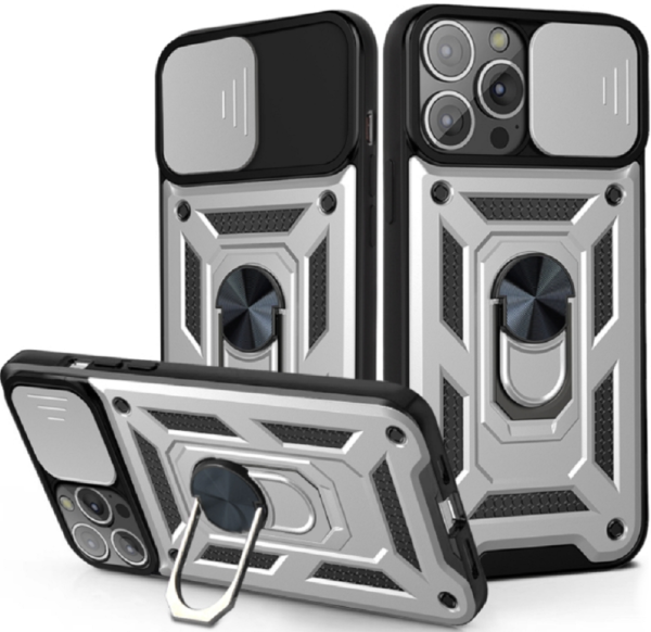 bodycell armor slide anthektiki thiki apple iphone 13 pro me kalima gia tin kamera kai metalliko ring holder silver