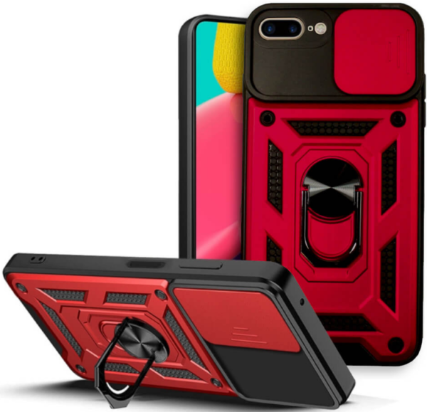 bodycell armor slide anthektiki thiki iphone 8 plus 7 plus me kalimma gia tin kamera kai metalliko ring holder red