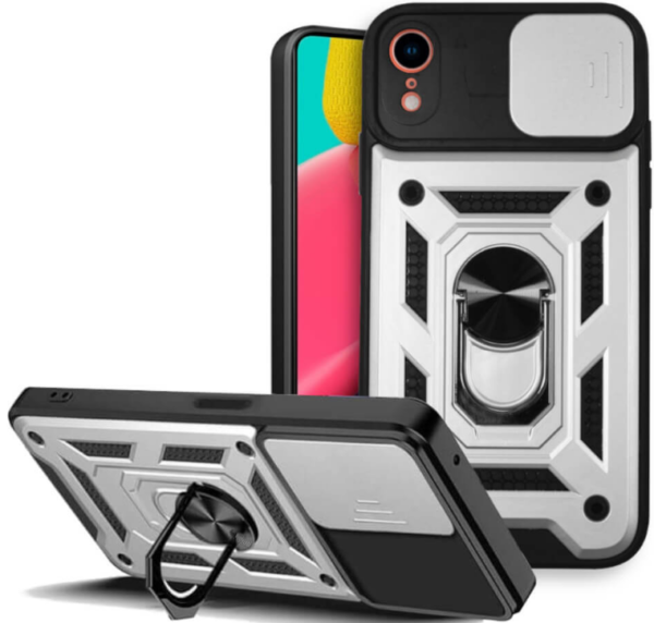 bodycell armor slide anthektiki thiki iphone xr me kalimma gia tin kamera kai metalliko ring holder silver