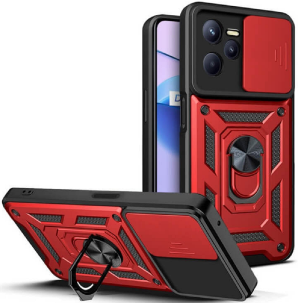 bodycell armor slide anthektiki thiki realme c 35 me kalimma gia tin kamera kai metalliko ring holder red
