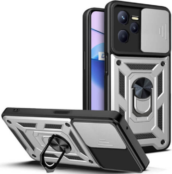bodycell armor slide anthektiki thiki realme c 35 me kalimma gia tin kamera kai metalliko ring holder silver