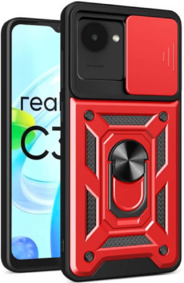 bodycell armor slide anthektiki thiki realme c30 me kalimma gia tin kamera kai metalliko ring holder red