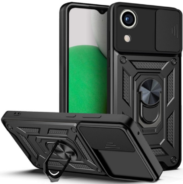 bodycell armor slide anthektiki thiki samsung galaxy a 03 core me kalimma gia tin kamera kai metalliko ring holder black