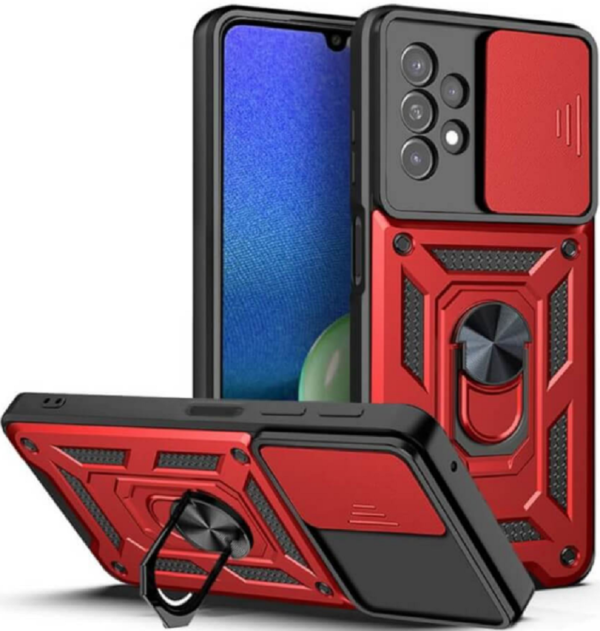 bodycell armor slide anthektiki thiki samsung galaxy a 13 4g me kalimma gia tin kamera kai metalliko ring holder red