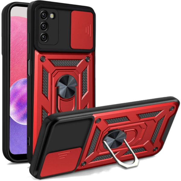bodycell armor slide anthektiki thiki samsung galaxy a03s me kalima gia tin kamera kai metalliko ring holder red 2