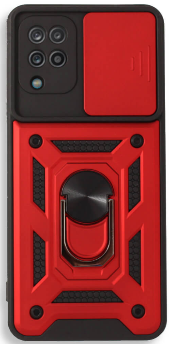 bodycell armor slide anthektiki thiki samsung galaxy a12 me kalima gia tin kamera kai metalliko ring holder red 2