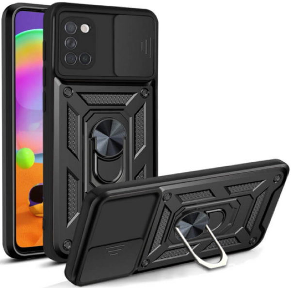 bodycell armor slide anthektiki thiki samsung galaxy a31 me kalima gia tin kamera kai metalliko ring holder black