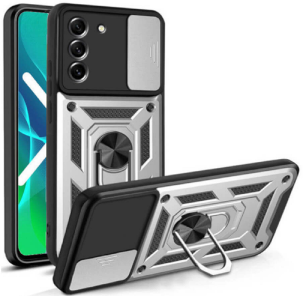 bodycell armor slide anthektiki thiki samsung galaxy s 21 plus 5g me kalima gia tin kamera kai metalliko ring holder silver