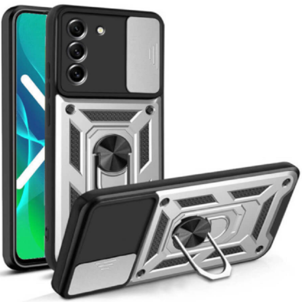 bodycell armor slide anthektiki thiki samsung galaxy s 22 5g me kalima gia tin kamera kai metalliko ring holder silver