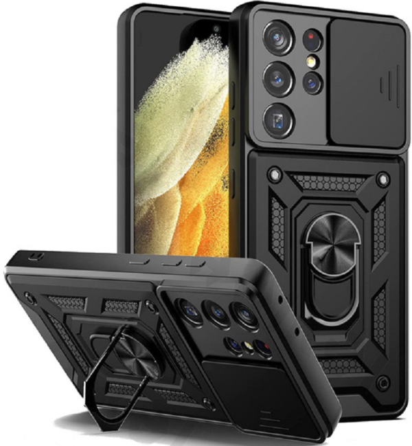 bodycell armor slide anthektiki thiki samsung galaxy s22 ultra 5g me kalima gia tin kamera kai metalliko ring holder black 1
