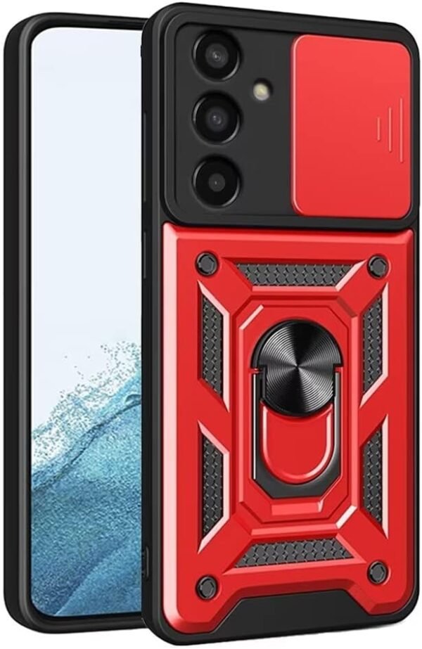 bodycell armor slide anthektiki thiki samsung galaxy s23 fe me kalimma gia tin kamera kai metalliko ring holder red