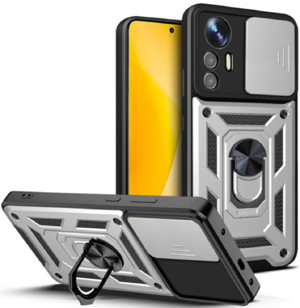 bodycell armor slide anthektiki thiki xiaomi 12 12x me kalimma gia tin kamera kai metalliko ring holder silver 2