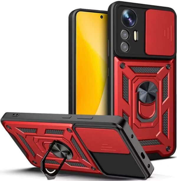 bodycell armor slide anthektiki thiki xiaomi 12 lite me kalimma gia tin kamera kai metalliko ring holder red