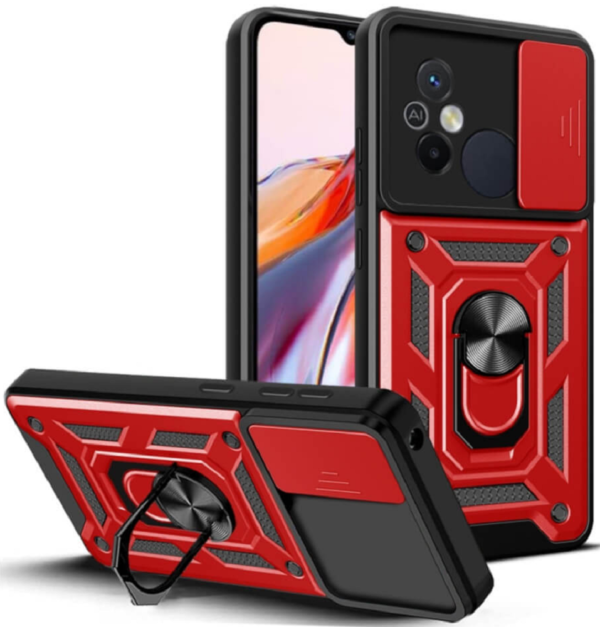 bodycell armor slide anthektiki thiki xiaomi 12c me kalimma gia tin kamera kai metalliko ring holder red