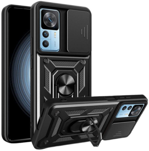 bodycell armor slide anthektiki thiki xiaomi 12t 12t pro me kalimma gia tin kamera kai metalliko ring holder blac 1